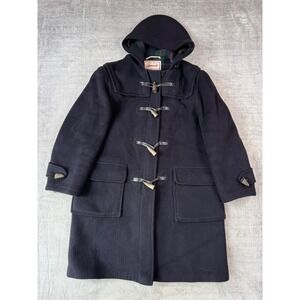 Gloverall Jacket Women Navy Blue Wool Classic Duffle Coat Hooded Made in England